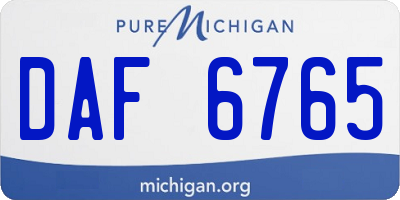 MI license plate DAF6765