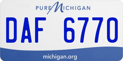 MI license plate DAF6770