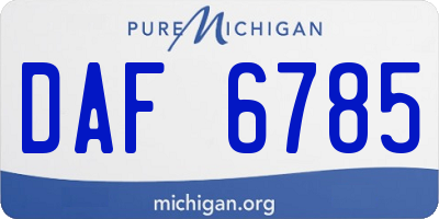 MI license plate DAF6785