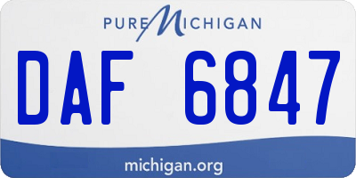 MI license plate DAF6847