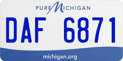 MI license plate DAF6871