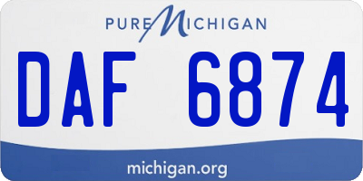 MI license plate DAF6874
