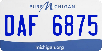 MI license plate DAF6875