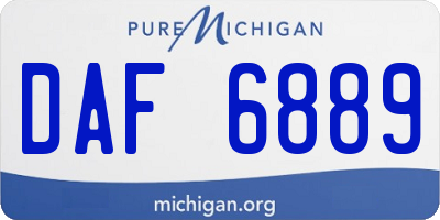MI license plate DAF6889
