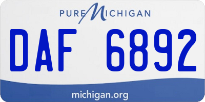 MI license plate DAF6892