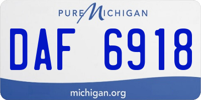 MI license plate DAF6918