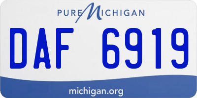 MI license plate DAF6919