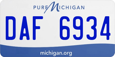 MI license plate DAF6934