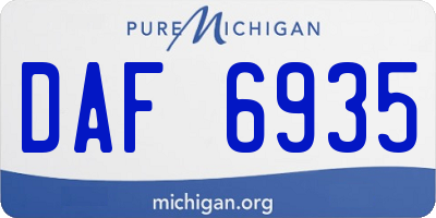 MI license plate DAF6935
