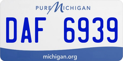 MI license plate DAF6939