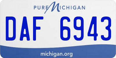 MI license plate DAF6943