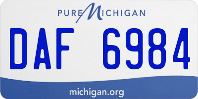 MI license plate DAF6984