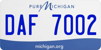 MI license plate DAF7002