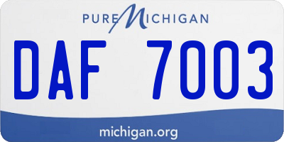MI license plate DAF7003