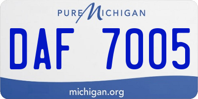 MI license plate DAF7005
