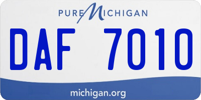 MI license plate DAF7010