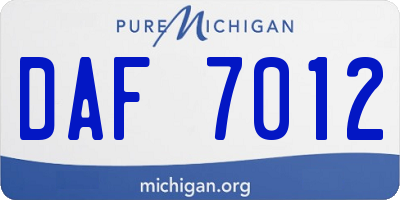 MI license plate DAF7012
