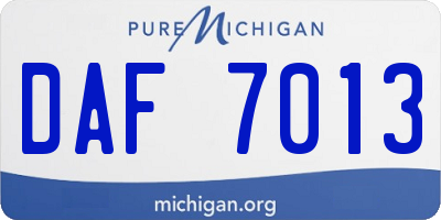 MI license plate DAF7013