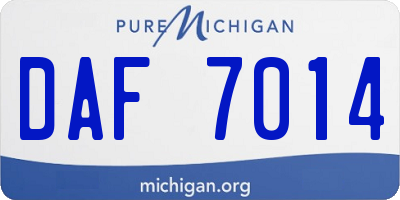 MI license plate DAF7014