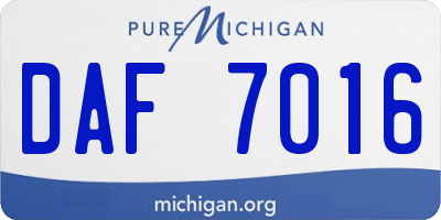 MI license plate DAF7016