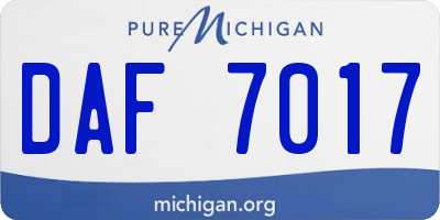 MI license plate DAF7017
