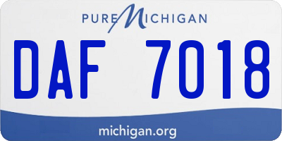 MI license plate DAF7018