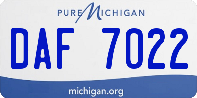 MI license plate DAF7022