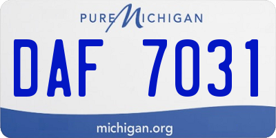 MI license plate DAF7031