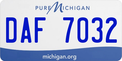 MI license plate DAF7032