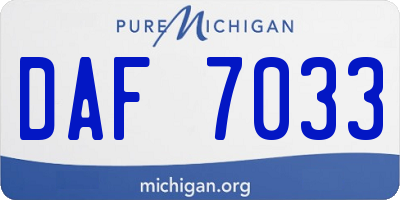 MI license plate DAF7033