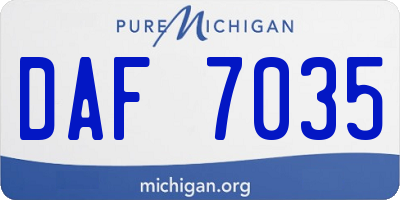 MI license plate DAF7035