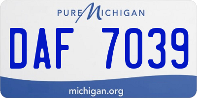 MI license plate DAF7039