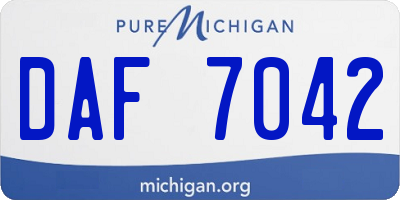 MI license plate DAF7042