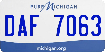 MI license plate DAF7063