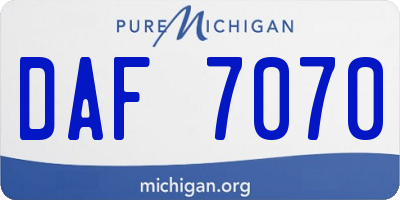 MI license plate DAF7070