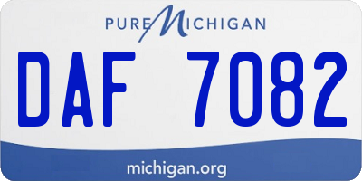 MI license plate DAF7082