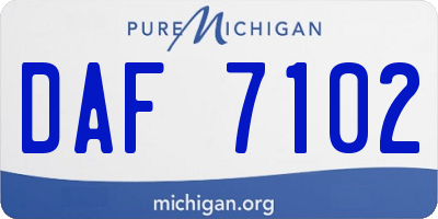 MI license plate DAF7102