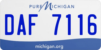 MI license plate DAF7116