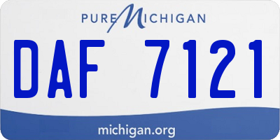 MI license plate DAF7121