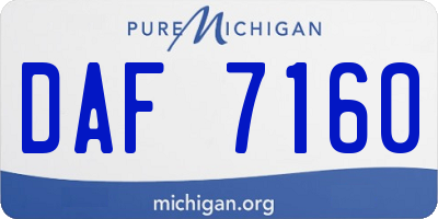 MI license plate DAF7160