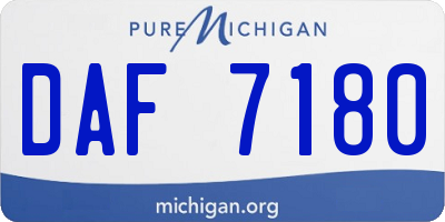 MI license plate DAF7180
