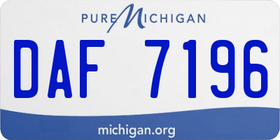 MI license plate DAF7196