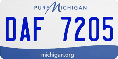 MI license plate DAF7205
