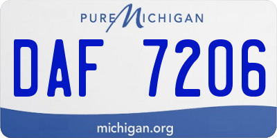 MI license plate DAF7206
