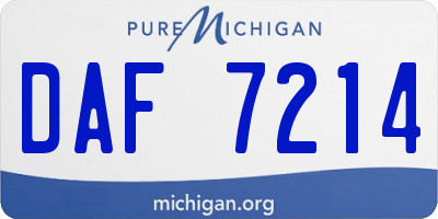 MI license plate DAF7214