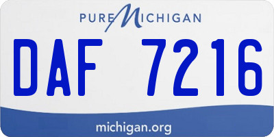 MI license plate DAF7216