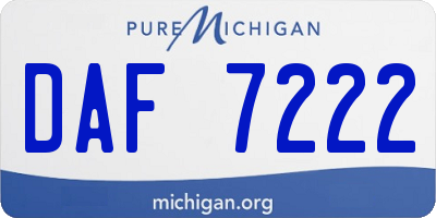 MI license plate DAF7222