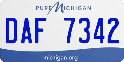 MI license plate DAF7342