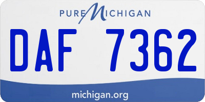 MI license plate DAF7362