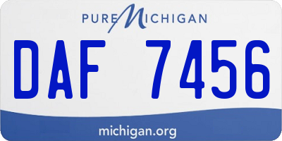 MI license plate DAF7456